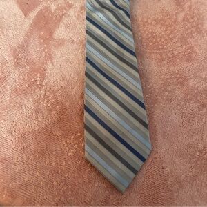 Calvin Klein Gray and Blue Striped Tie
